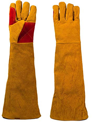 Magiin 1 Paar Schweißerhandschuhe Leder 23.62 Zoll mit Extra Lange Ärmel Extreme Hitze- und Fire Beständig Handschuhe für Kamin, Ofen, Herd, Grill, Schweißen, BBQ, MIG, Topflappen