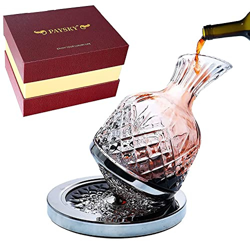 Paysky Drehbarer Weindekanter, 1,275,7 g, rotierendes Kristall, Geschenk-Box, Hochzeitsgeschenk, Geburtstag, Bankett, Abendessen