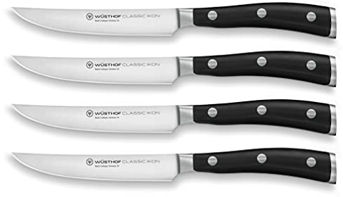 WÜSTHOF Classic Ikon Steakmessersatz mit 4 Messern, Schwarz