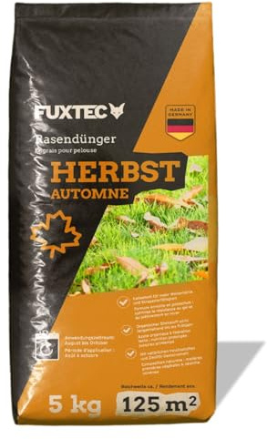 FUXTEC Herbstrasendünger FX-RDH5, Kaliumdünger für ca. 125 m² - 5kg - Rasendünger mit Kalium zur Stärkung vor dem Winter, Frosthärtung & Nährstoffversorgung, für Frosthärte, gegen Moos & Unkraut