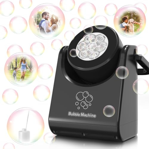 Seifenblasenmaschine, Automatische Seifenblasen Maschine für Kinder, Hochzeit, 18000+ Bubbles/Min, Sommer Garten Spielzeug Geschenke für Kinder/Hochzeit/Outdoor/Party/Geburtstag - Schwarz
