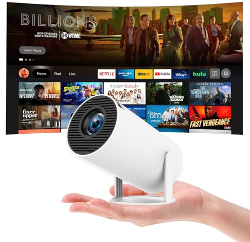 aquota Mini Beamer 4k 160 ANSI Lumen 4K Tragbarer Projektor Dual Band Wifi6/BT5.0, Beamer Handy 180°Drehbarer und Auto Keystone mit Android und IOS 11.0