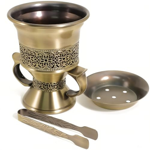 BEYLAB Weihrauch Harz Weihrauchkohle Räucherstäbchenständer, Bakhoor Räuchergefäß Halter, ideal für Aromatherapie, Yoga und Spa, Zuhause Kirche (Bronze)
