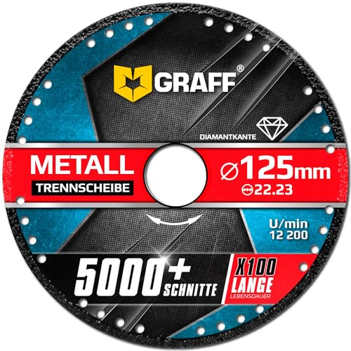 125 mm Trennscheibe Metall für Winkelschleifer - Flexscheibe geeignet für Stahl Inox Edelstahl - Diamanttrennscheibe Metall ersetzt ca. 80 Metalltrennscheiben GRAFF Black