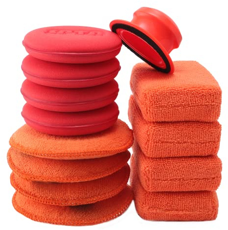 Mikrofaser Auto Handpolierschwamm, Wax Applikator Pad, 13tlg Auto Polierschwamm Reinigungswachs Schwamm Wachs Applikator Reinigungspad Zum Reinigen Wachse, Polituren,Lackreiniger, Autopolitur -ARPWMIX