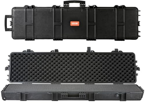 VEVOR Gewehr-Hartschalenkoffer mit 3 Schichten Vollständig Schützendem Schaumstoff, Abschließbarer Hartwaffenkoffer, Wasserdichter & Rollbarer Langwaffenkoffer, für 127 cm Gewehre oder Schrotflinten