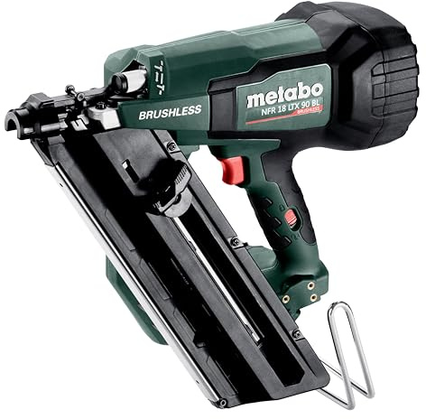 metabo NFR 18 LTX 90 BL Akku-Nagler – 612090840 – 18 V – Mit Pneumatik-Schlagtechnik für vielseitige Boden- und Einbauarbeiten – Ohne Akku und Ladegerät