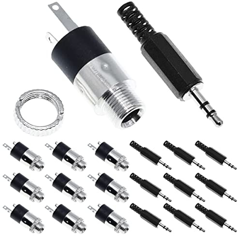 DAOKAI 10 Stück 3,5-mm-Stereo-Klinkenbuchse, vernickelte Audiobuchse, PJ-392-Audiobuchse für Kopfhörer/Audio/Video mit 3,5-mm-TRS-Stecker