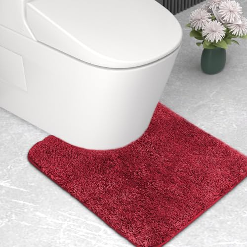 wyewye Badematte aus Mikrofaser, super dick, super saugfähig, U-Form, 2 cm, 50 x 50 cm, Rot
