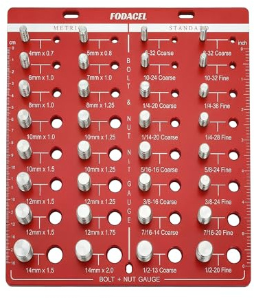 Gewindeprüfer für Muttern und Schrauben - 28 Löcher aus Aluminium | Gewindelehre Thread Checker mit 14 Standard und 14 metrischen Gewinden für Werkstatt Mechaniker Handwerker