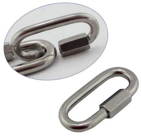 Marwotec Verbindungselemente 4 Stück Ketten-Schnellverschluss D=6 Edelstahl A4 | Kettenglied | Kettennotglied | Schraubnotglied | Schraub-Karabiner