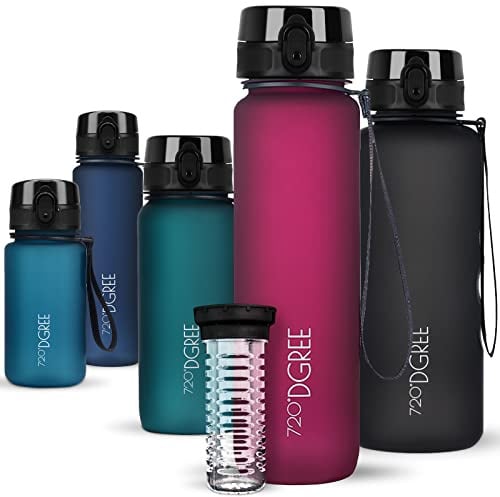 720°DGREE Trinkflasche mit Fruchteinsatz ”uberBottle” – BPA-Frei, Leicht | Premium Tritan Sportflasche - 5 Größen, viele Farben - Wasserflasche für Sport, Kinder, Schule, Fahrrad, Büro, Uni, Outdoor
