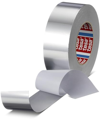 Aluminiumband - Tesa 60672 - Metallisches Dichtband Für Hohe Und Niedrige Temperaturen, Wasser- Und Dampfdicht, Gasbeständig, Robust, Geeignet Für Dauerhafte Reparaturen (50 mm x 10 m)