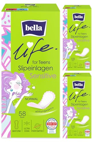 bella life for teens Slipeinlagen Normal 174 Stück (3x58) unauffälliger Schutz in flexibler Mixform parfümfrei