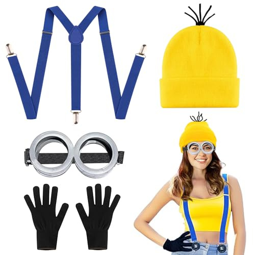 Ctxtqtdt Minio Costume Erwachsener, Carnaval Kostüm Erwachsener, Film Kostüm Erwachsener, Cosplay Carnaval Halloween Bekleidungsset