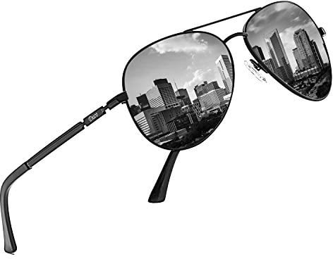 DUCO Sonnenbrillen Für Herren Pilotenbrille Polarisiert Herren Sonnenbrille Damen Fliegerbrille Retro Metallrahmen Unisex Piloten Flieger UV400 Verspiegelt Pilot 3025K (Gestell: Schwarz, Gläser: Grau)