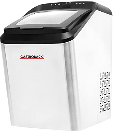 GASTROBACK 41143 Bartender Pro Eiswürfelbereiter, 9 Eiswürfel pro Zyklus (7-15 Min), 2,8 Liter Wassertank, leiser FCKW-freier Hochleistungskompressor Schwarz, Silber