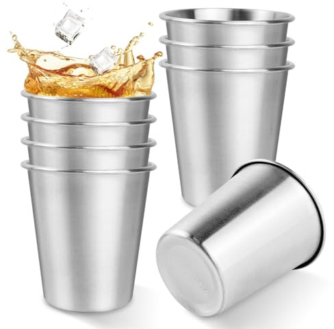 8 Stück Edelstahlbecher, 260ml Weinbecher Edelstahl, Camping Becher, Metallbecher, Weinbecher, Tragbare Tasse, Becher Edelstahl für Camping Party Geburtstage, Hochzeiten