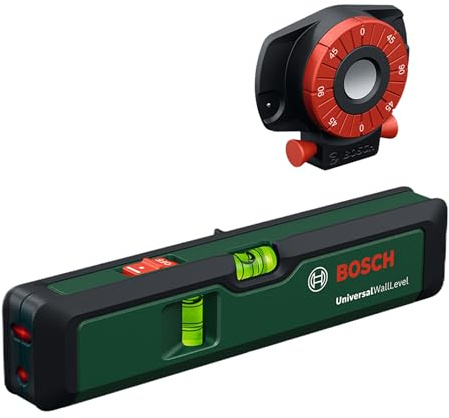 Bosch Laser-Wasserwaage UniversalWallLevel (3-in-1-Werkzeug: Wasserwaage, Linienlaser zum einfachen Ausrichten an Wänden bis 5 m, Laserpunkt zum Übertragen von Höhen bis 20 m, in E-Commerce-Karton)
