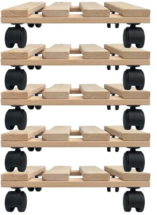 Unbekannt Fünf Pflanzenroller Holz MASSIV aus stabilem Buchenholz eckig 30 cm x 30 cm bis 120 KG