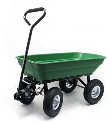 Wiltec Gartenwagen mit Kippfunktion bis 200 kg, Handwagen mit 50 l Volumen, Bollerwagen für Gartenarbeit, Handkarren für u. a. Rasen, Kies u. Schlamm