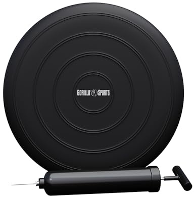 GORILLA SPORTS® Ballsitzkissen, 33 cm Durchmesser, bis 220 kg, inkl. Pumpe | Ohne Noppen und mit glatter Oberfläche; Balancekissen, Luftkissen und Balance Pad für Fitness, Reha und Rückentraining