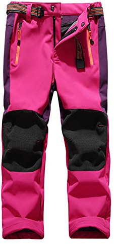 Echinodon Kinder Softshellhose mit Fleecefütterung Hose Wasserabweisend Winddicht Atmungsaktiv Warm Funktionshose Wanderhose Mädchen Rosa M