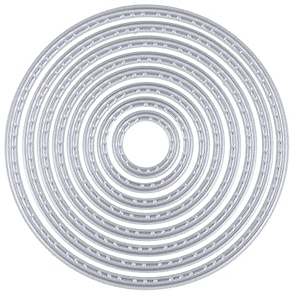 Rayher Stanzschablonen Kreis, mit Steppnaht am Rand, Set 8teilig, Kreise 1,6 - 7,1 cm ø, für Papiergestaltung, Kartengestaltung, Scrapbooking und vieles mehr, Prägeschablonen, Stahl, 50283000