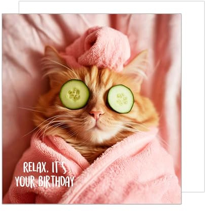 Edition Seidel Premium quadratische Geburtstagskarte mit Umschlag. Glückwunschkarte Happy Birthday Tier Karte Mann Frau Coole Katze Humor Lustig Relax (GQ150 SW024)
