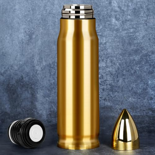 Grogife Thermoskanne 1L Geschenke Vatertag, Lustige Vatertagsgeschenk für papa Männer Partner Ehemann – Geschenke für Jäger, Jagd, Hun, Hunter – Edelstahl Bier, Whiskey Thermosflasche– Gold