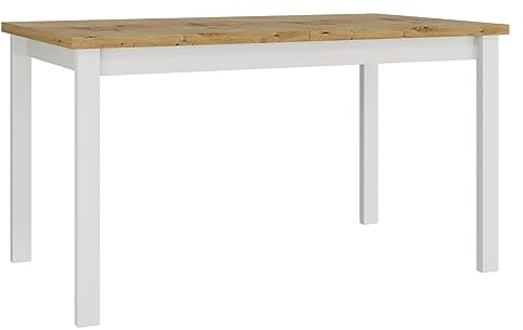 Mirjan24 Tisch für Esszimmer Awrolt II, Rechteckiger Esstisch, Ausziehbarer Tisch für Küche, L:140-180 x H:78 x B:80 cm, Küchentisch, Esszimmertisch, Praktischer Ausziehtisch (Artisan Eiche/Weiß)