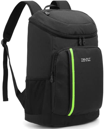 TOURIT Kühlrucksack Leichter Rucksack 28L mit Flaschenöffner Hält 30 Dosen Schwarz