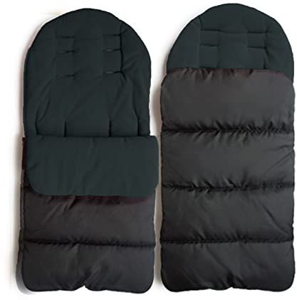 WIKEA Universal 3 in 1 Kinderwagen Schlafsack Annex Mat Fußsackbezug Kinderwagen Bunting Bag Wasserdicht Winddicht Kältebeständig Abnehmbar (SCHWARZ)