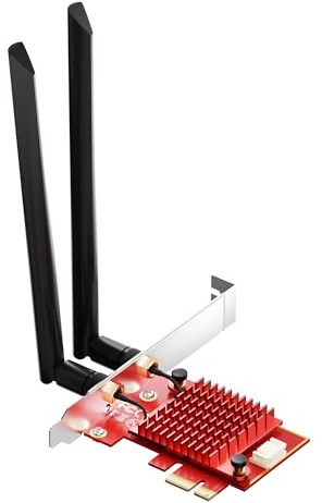 BZIZU WiFi 6E PCIe-Karte Gaming, Intel AX210-Chip, 5400Mbps Tri-Band (2.4/5/6GHz), Bluetooth 5.3, Ultra-Low Latenz für Windows 10/11, Desktop-PC WLAN-Adapter
