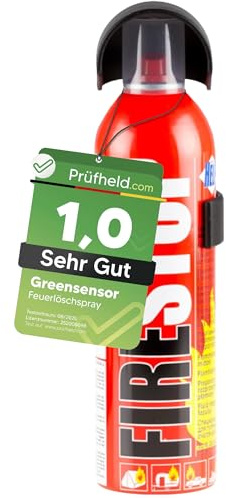 [Test SEHR GUT, Note 1,0*] GREENSENSOR Premium Feuerlöschspray 400 ml, Universal Löschspray, Schaum Brandschutzspray für Zuhause Auto, Schaumlöscher Spray Löschspraydosen, Car Accessories