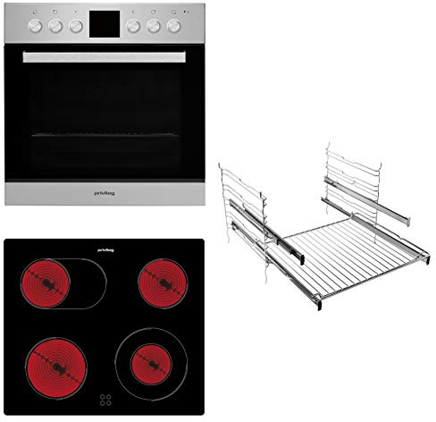Privileg SET PV520 IN Herd-Kochfeld-Kombination / Multifunktions-Umluftherd mit 5 Funktionen / Hydrolyse-Reinigungsfunktion / Backauszug mit 2 Ebenen / A / Glaskeramik-Kochfeld / 60cm