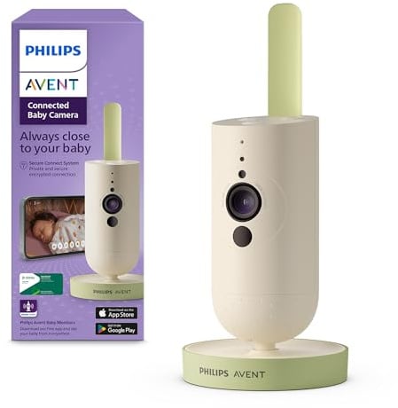 AVENT Philips Connected Babykamera mit App, Private und sichere Verschlüsselung, Audio, 2-facher Zoom, Nachtsichtfunktion, Gegensprechfunktion, DEKRA Zertifiziert privat und sicher SCD643/26