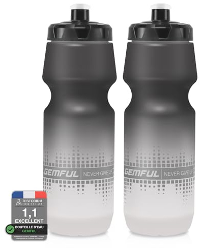 GEMFUL Trinkflasche Fahrrad 750 ml 2er-Pack, Auslaufsicher Sport Trinkflasche BPA-Frei, Perfekt für Radfahren, Wandern & Outdoor-Abenteuer（Schwarz Weiß）