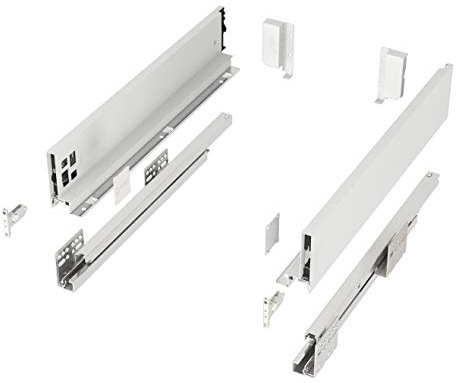 Schubkastensystem JUNKER-SLIM weiß Höhe: 84 mm Tiefe: 550 mm belastbar bis 40 Kg Soft-Close Schubkasten mit 13 mm schlanken Schubladenzargen