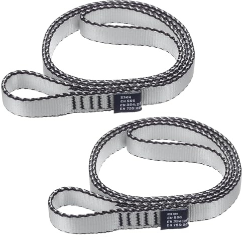 PATIKIL 24 Zoll Nylon Kletterschlingen, 2er Pack Starke Gurtbänder 18mm Kletterschlingen für Aerial Yoga Hängematte, Grau