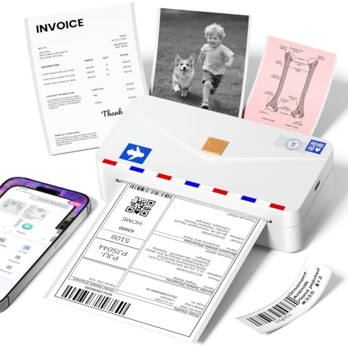 M04AS Mini Drucker, 300DPI Bluetooth Etikettendrucker, 15-110mm Druckbreite | Phomemo Thermodrucker Mini, Fotodrucker für Smartphone, Etiketten Drucker für Versand-Etiketten, Quittung, Dokument, Fotos