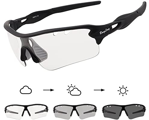 BangLong Fahrradbrille Selbsttönend Sonnenbrille Herren Damen UV400 Schutz Sportbrille für Schnelle Radfahren Laufen Baseball Mtb Outdoorsport Fahrrad