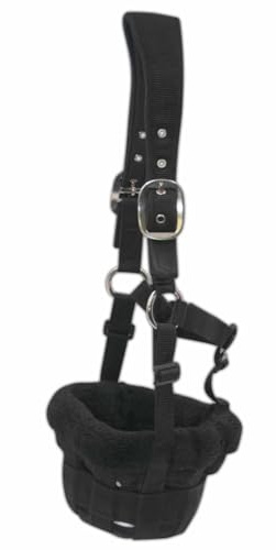 Amesbichler Reitsport HorseGuard Maulkorb Fressbremse für Pferde mit Teddyfleece Polster, Größenvielfalt