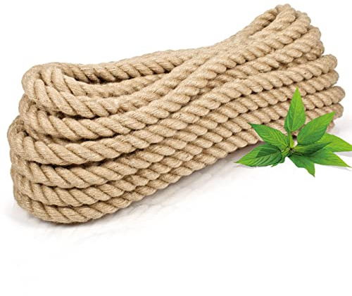 Abio Juteseil 10mm 50m Tau Seil Hanfseil Kordel Jutekordel Deko Dekoration Makramee Garn für Garten Jute Tauwerk Handlaufseil Schiffstau Schnur Paketschnur 50 Meter 10mm