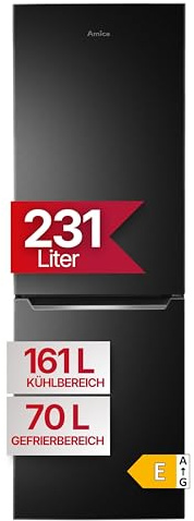 Amica Kühl-Gefrierkombination 231 L 170x54x59,1 cm Total NoFrost AKG 3875 S | 161 L Kühlteil, 70 L Gefrierteil, VitControlPlus, Superkühlfunktion, Supergefrierfunktion, Tür-Offen-Alarm, LED Beleuchtung