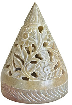 Bitto Räucherkegelhalter & Windlicht Pyramide aus Softstone, H: 10,5 cm, Ø 8 cm
