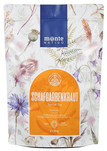 Schafgarbe Tee Monte Nativo (300g) - Schafgarbenkraut als Schafgarbentee schonend getrocknet - 100% natürlich und ohne Zusatzstoffe - Aromatischer Kräutertee für einen köstlichen Aufguss