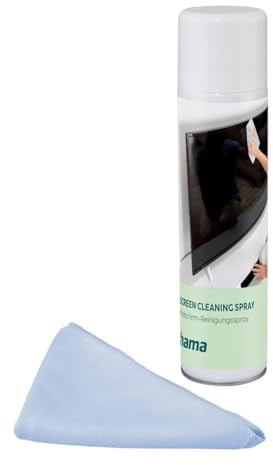 Hama Bildschirmreiniger, Foam Cleaner und Reinigungstuch, 400ml (Bildschirmreiniger für TV, Handy, Tablet, Monitor, LED, OLED, Kunststoff, Glas, Metall, entfernt Fingerabdrücke, Staub, Schmutz, Fett)