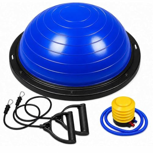 OcioDual Balance Ball, Balance Trainer, Halber Fitnessball für Gleichgewicht, Propriozeptive Plattform, Rutschfester Ball mit Inflator und Widerstandsbändern, Halber Gymnastikball