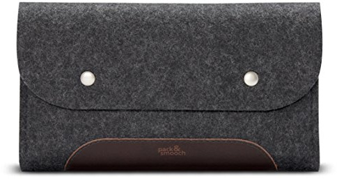 Pack & Smooch Kabeltasche Leder & Wollfilz für Zubehör | 100% Merino Wollfilz | Pflanzlich gegerbtes Leder | Für MacBook/iPad Zubehör | Corriedale